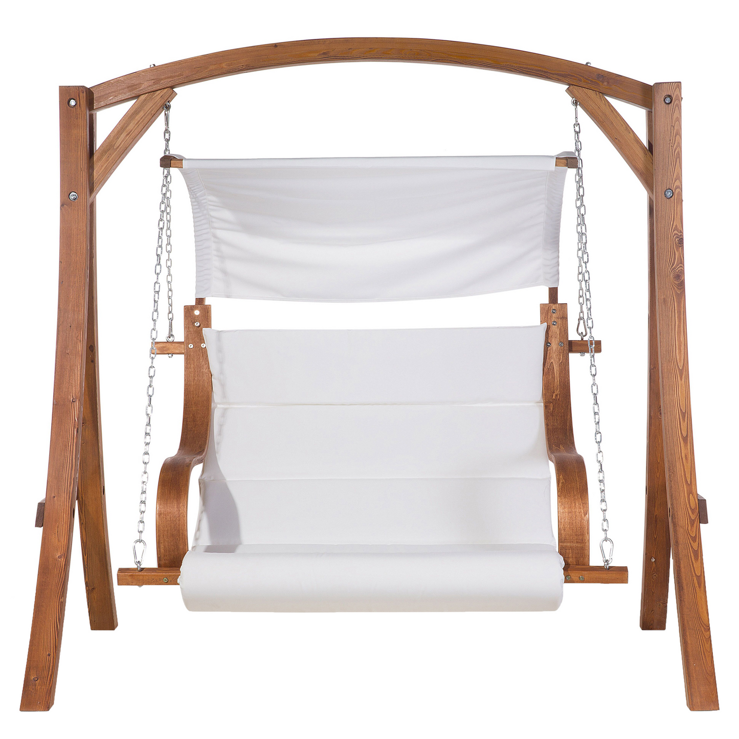 Garden Swing Seat Larch Wood Frame White 2Seater Canopy