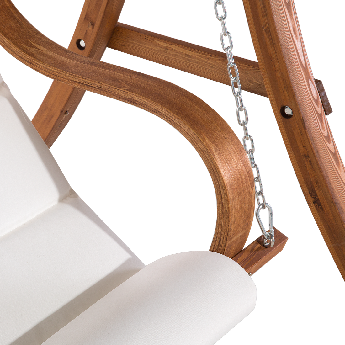 Garden Swing Seat Larch Wood Frame White 2Seater Canopy