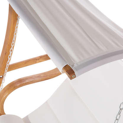 Garden Swing Seat Larch Wood Frame White 2Seater Canopy