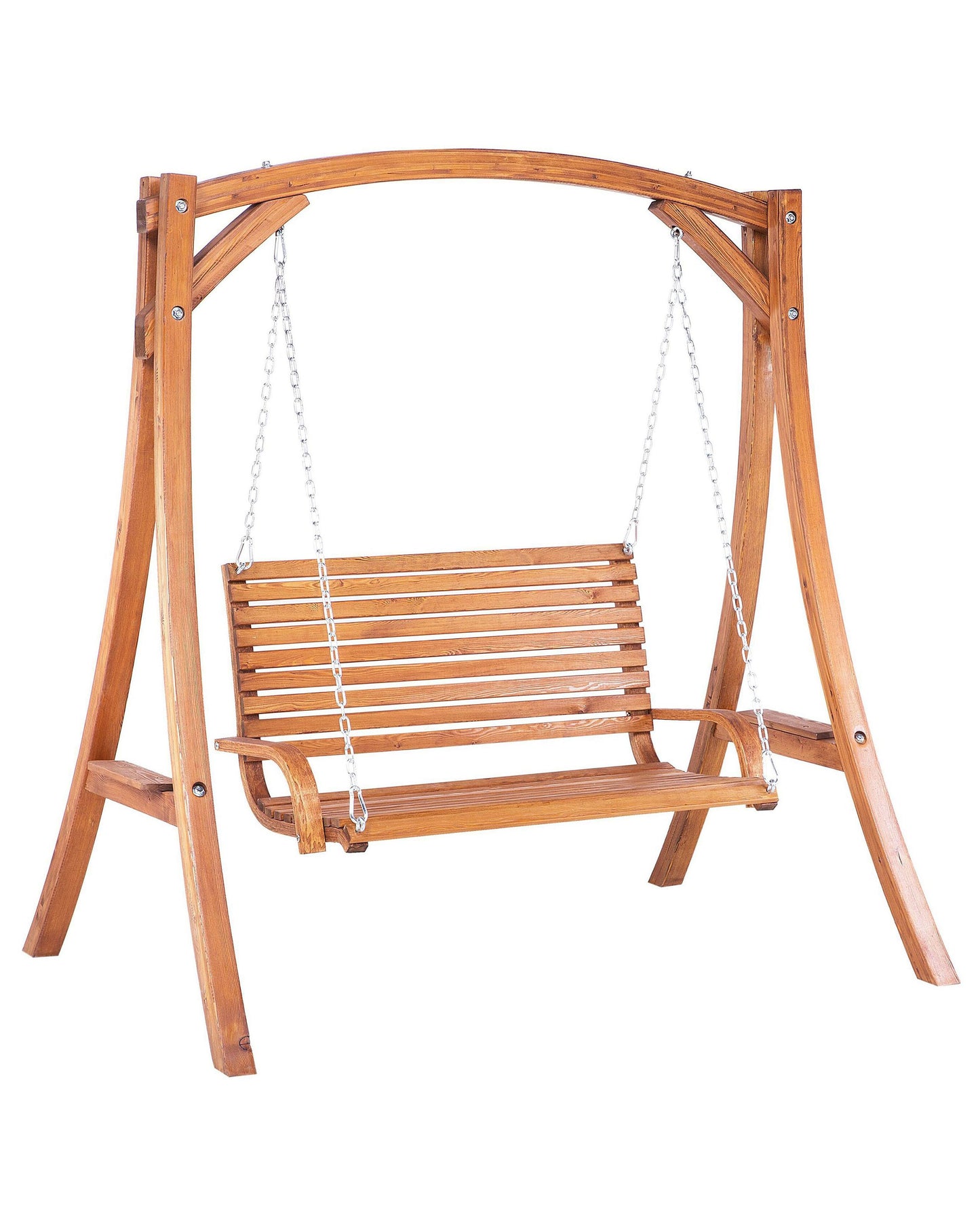 Larch Wood Frame Garden Swing 2-Seater Freestanding Teak Tone