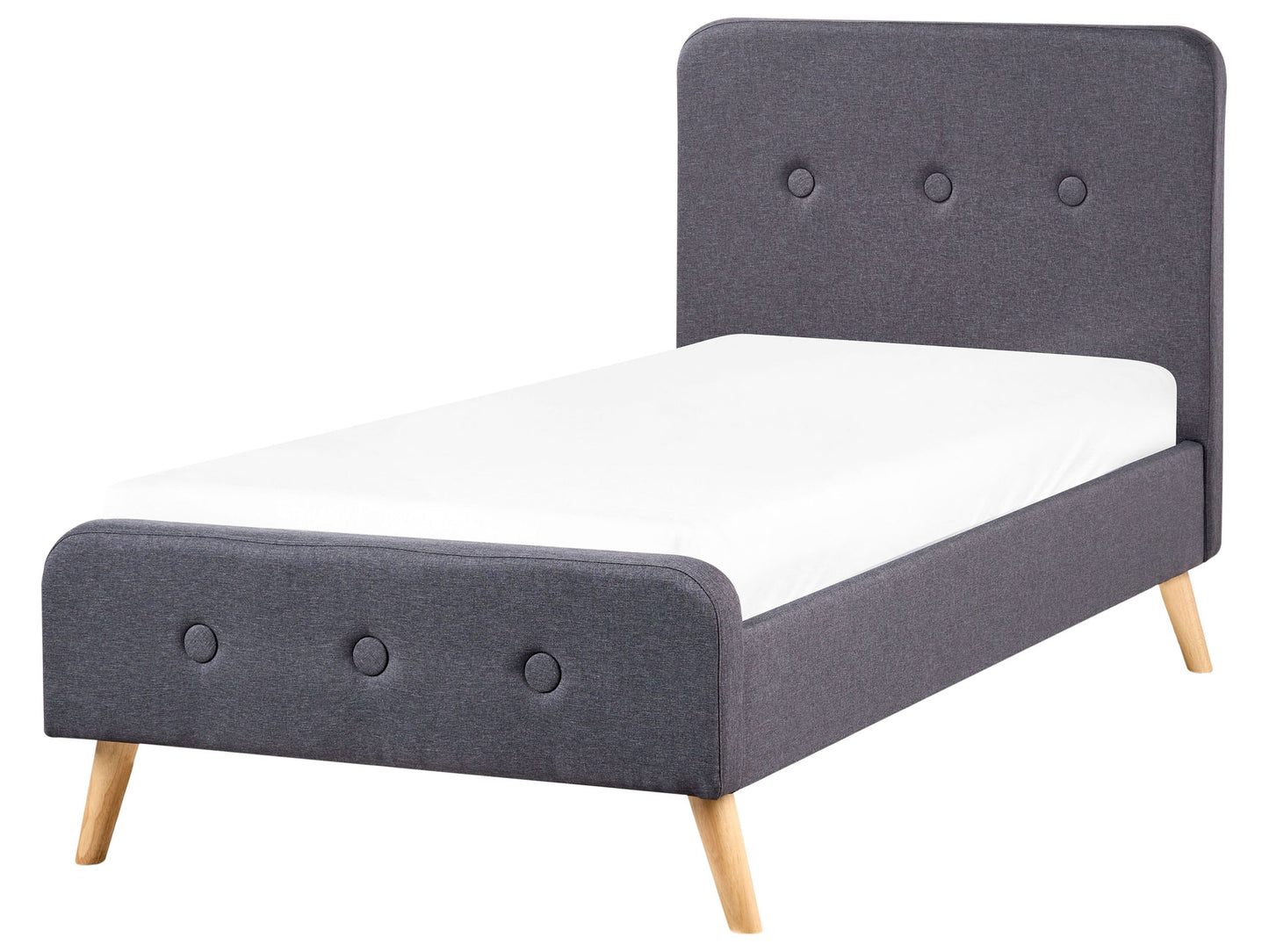 Slatted Bed Frame Grey Upholstered with Wooden Legs 3ft