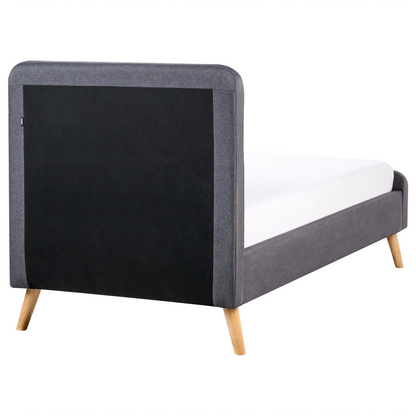 Slatted Bed Frame Grey Upholstered with Wooden Legs 3ft