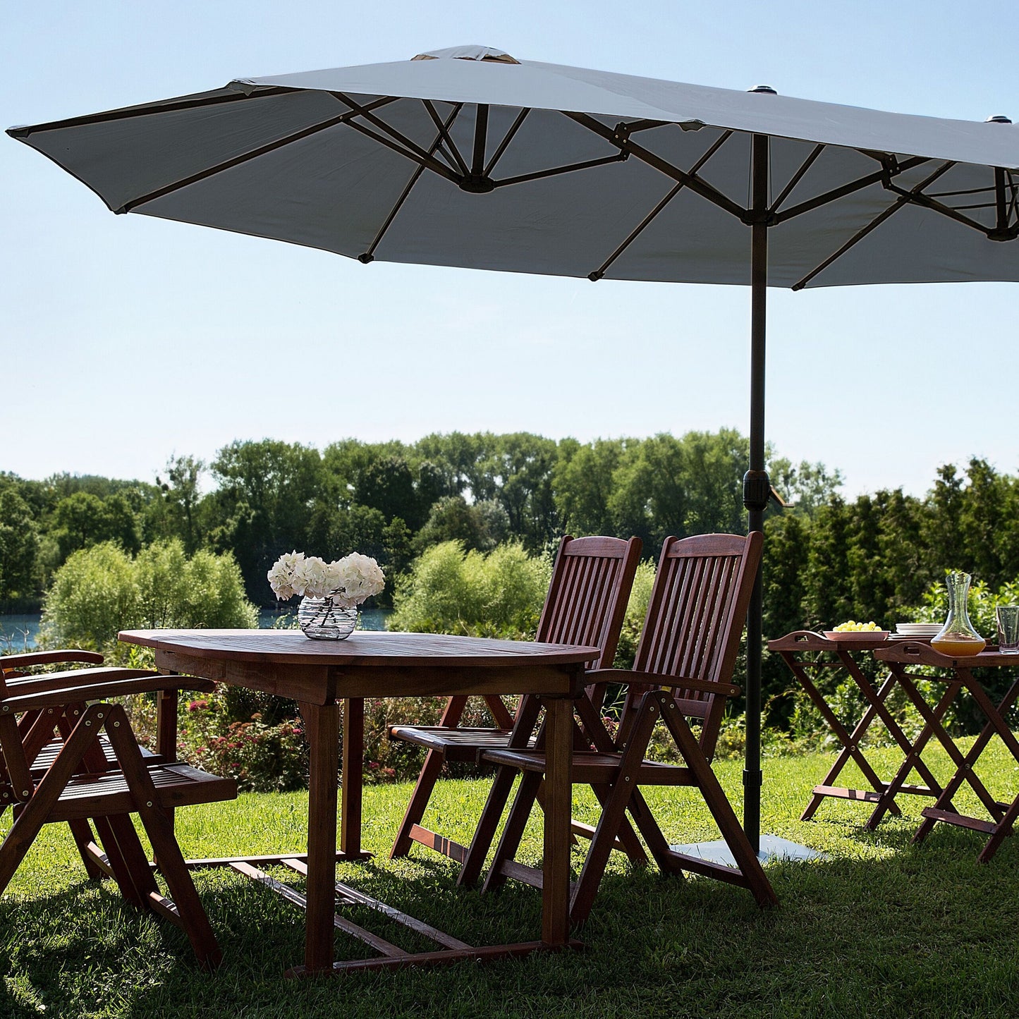 Garden Sun Parasol Dark Grey Aluminum 247cm Weather Resistant With Crank Mechanism And Powder Coated Pole