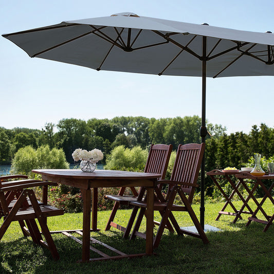 Garden Sun Parasol Dark Grey Aluminum 247cm Weather Resistant With Crank Mechanism And Powder Coated Pole