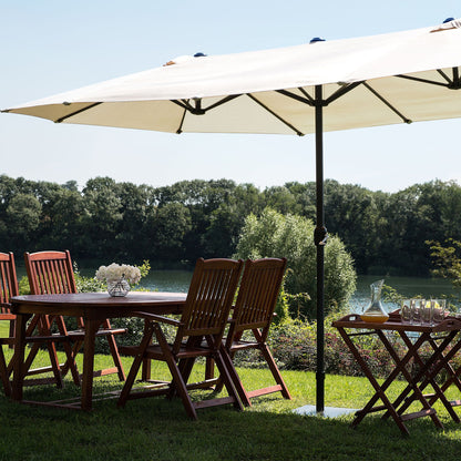 Garden Sun Parasol Beige Fabric Aluminium 247cm Weather Resistant Crank Operated