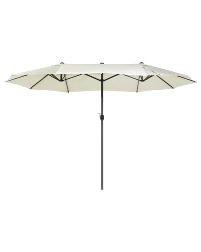 Garden Sun Parasol Beige Fabric Aluminium 247cm Weather Resistant Crank Operated
