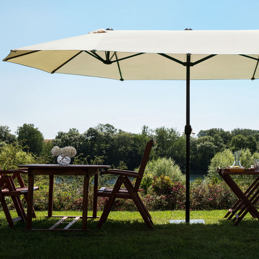 Garden Sun Parasol Beige Fabric Aluminium 247cm Weather Resistant