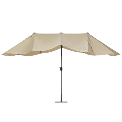 Garden Sun Parasol Beige Fabric Aluminium 247cm Weather Resistant