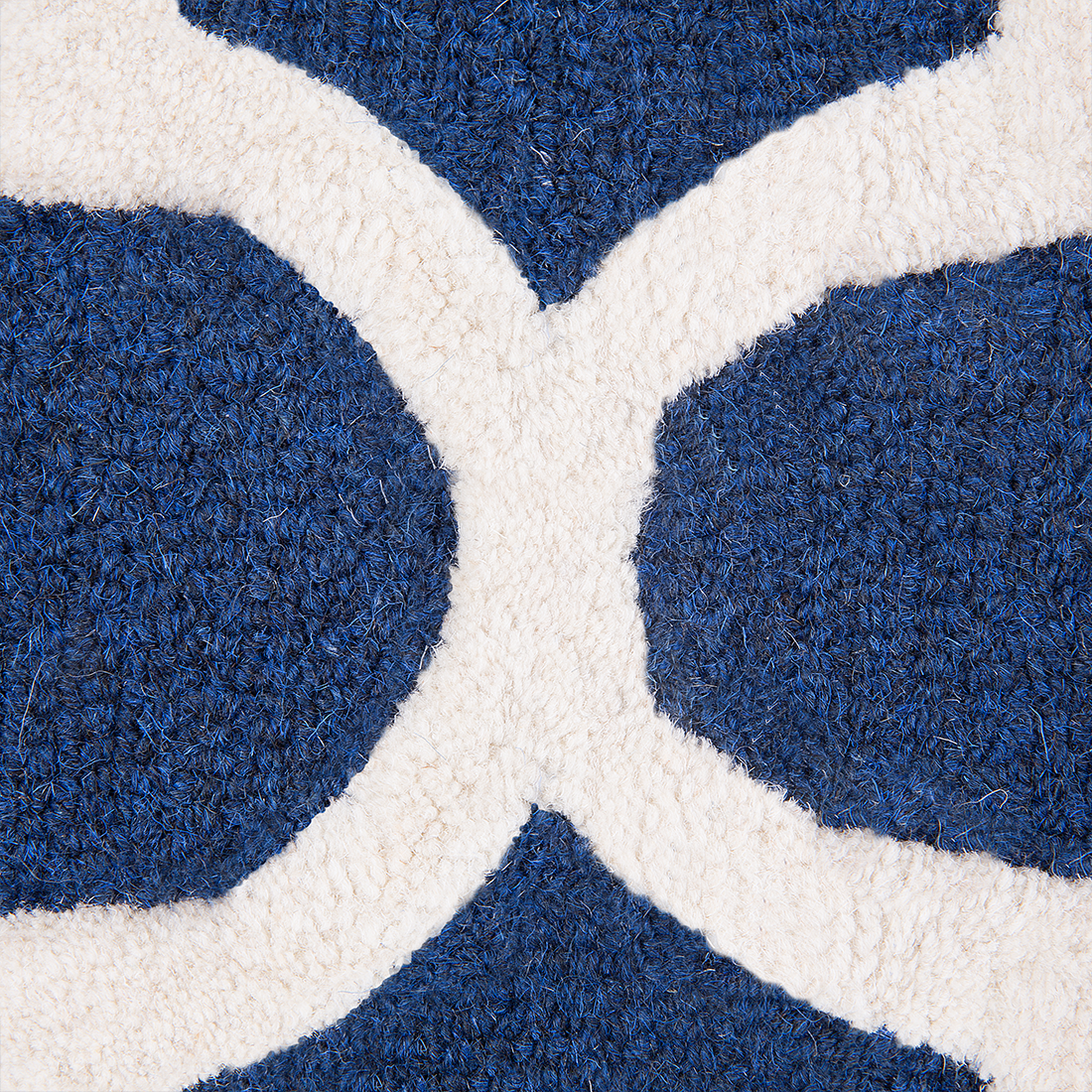 Blue Wool Area Rug 80 x 150cm Hand Tufted Trellis Quatrefoil
