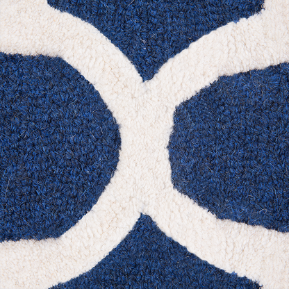 Blue Wool Area Rug 80 x 150cm Hand Tufted Trellis Quatrefoil