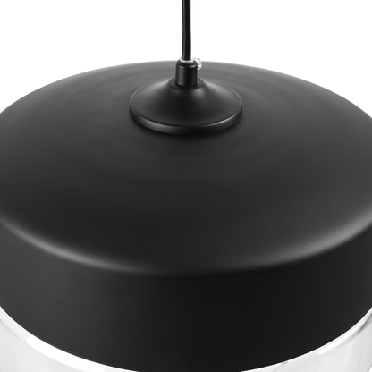 Clear Glass Pendant Lamp Black Geometric Round Modern