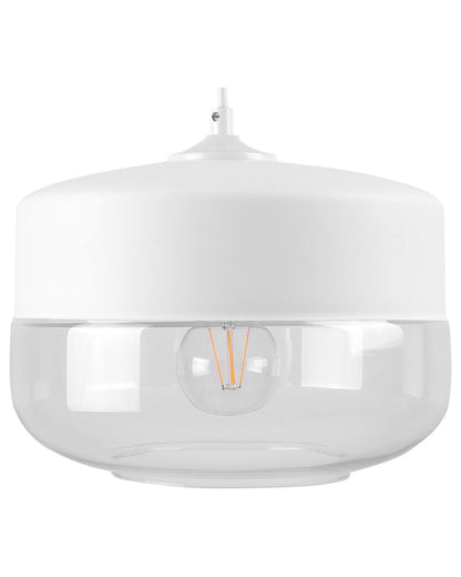 White Glass Geometric Pendant Lamp Modern Hanging Light