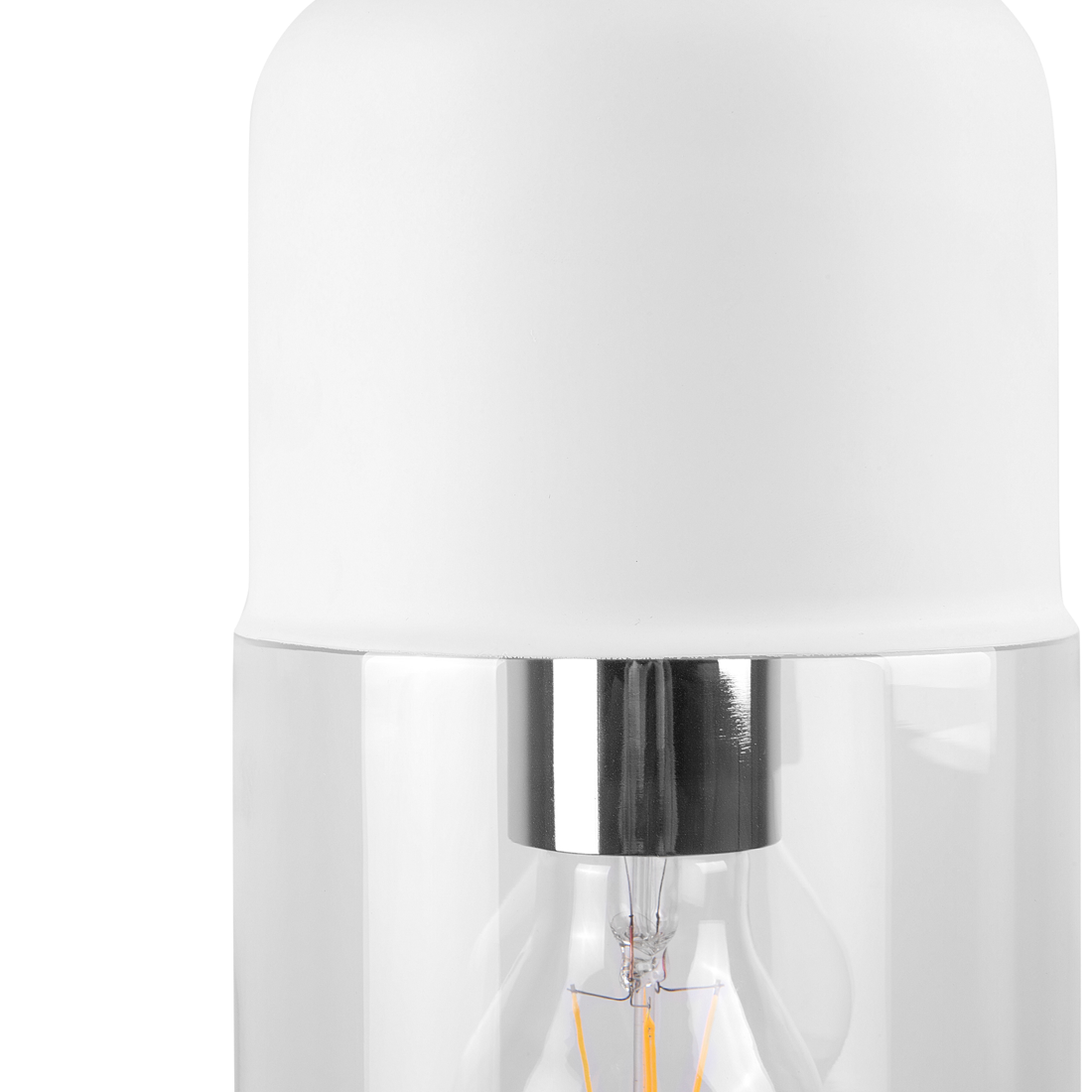 Hanging Light Pendant Lamp White Transparent Glass Shade Geometric Cylindrical Modern Design