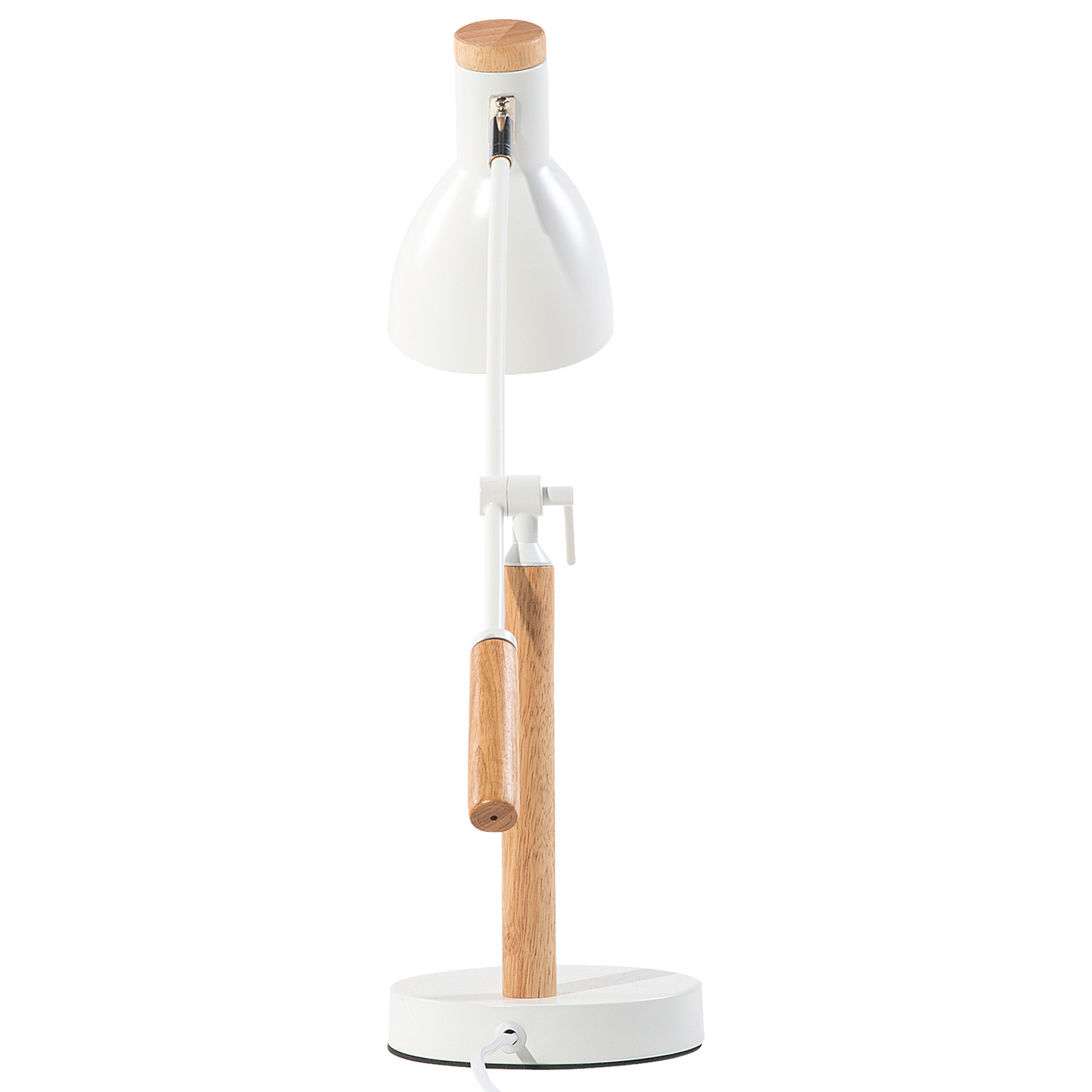 Table Lamp White Metal 50H Cm Crane Arm Adjustable Shade