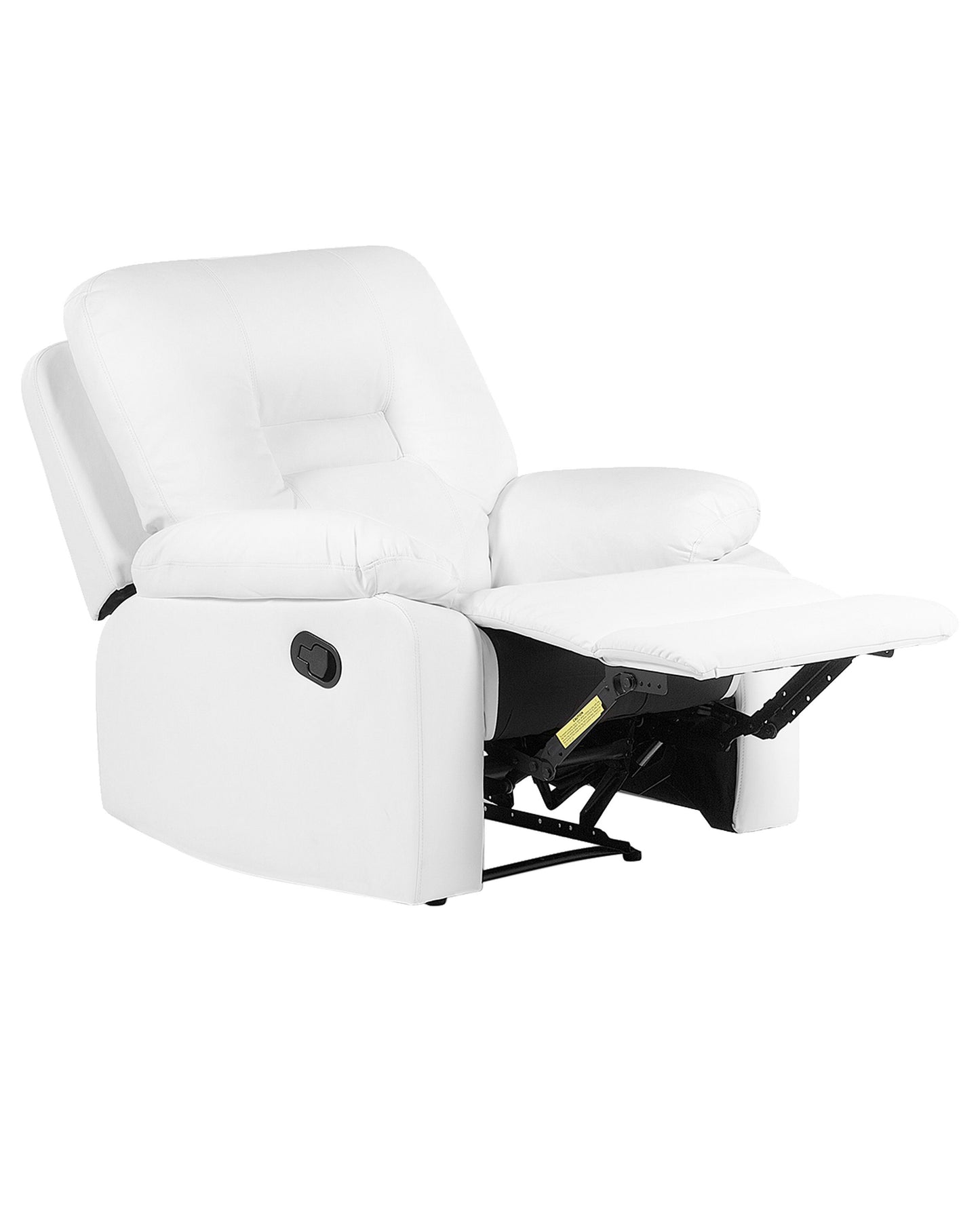 White Faux Leather Push Back Manual Recliner Chair Footrest