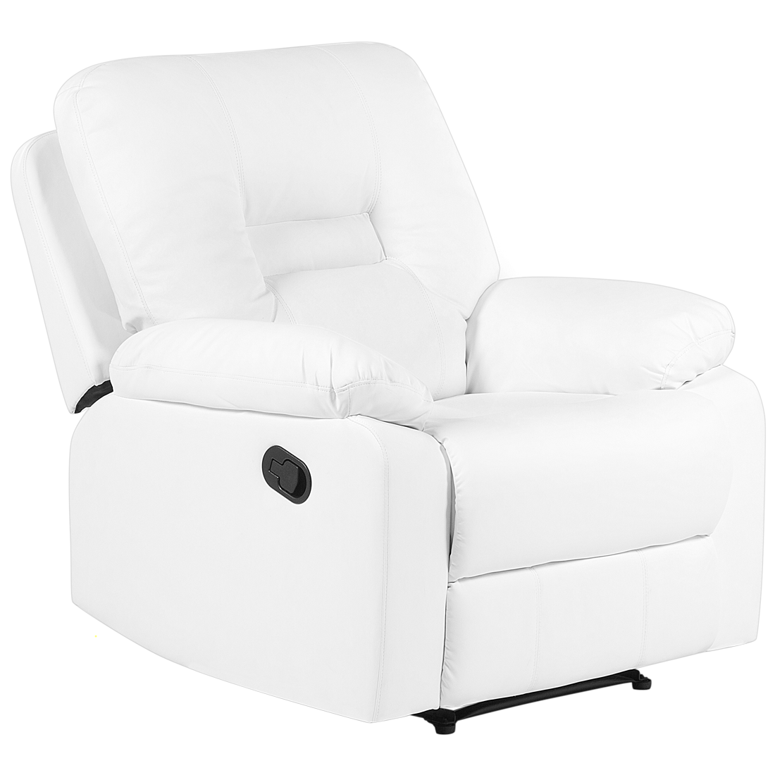 White Faux Leather Push Back Manual Recliner Chair Footrest