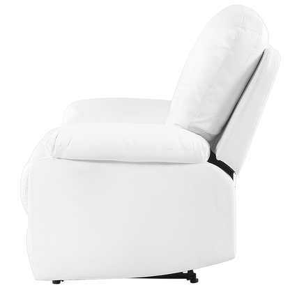 White Faux Leather Push Back Manual Recliner Chair Footrest