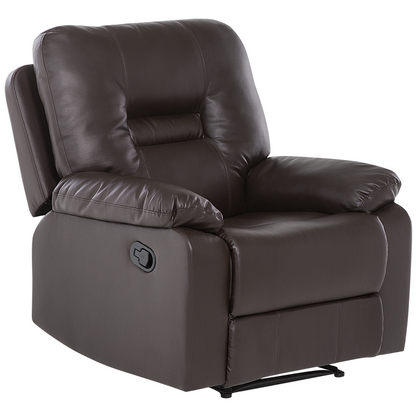 3Seater 2Seater Chair Brown Faux Leather ManualBackFootrest