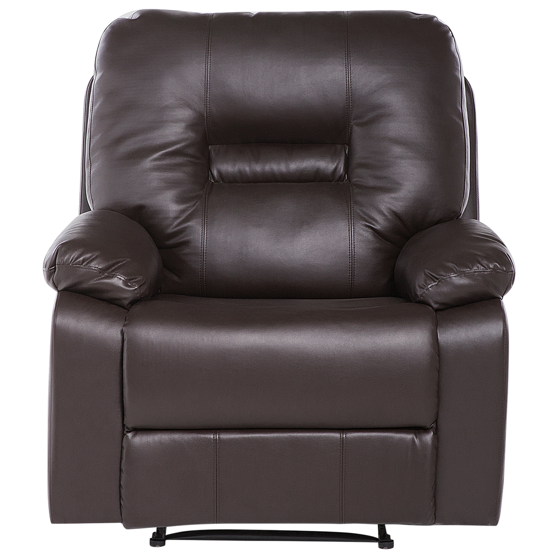 3Seater 2Seater Chair Brown Faux Leather ManualBackFootrest
