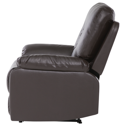 3Seater 2Seater Chair Brown Faux Leather ManualBackFootrest