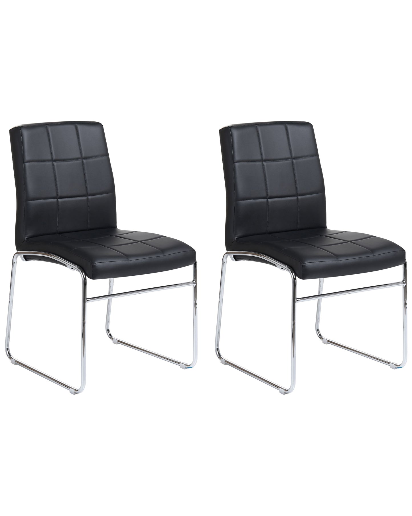 Set Of 2 Black Faux Leather Conference Chairs Chrome Legs