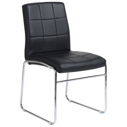 Set Of 2 Black Faux Leather Conference Chairs Chrome Legs