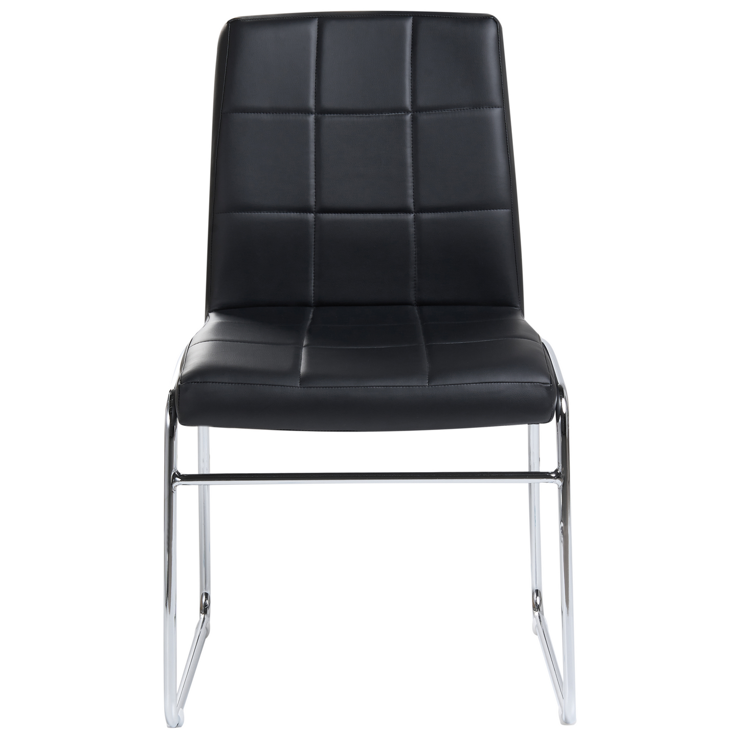 Set Of 2 Black Faux Leather Conference Chairs Chrome Legs
