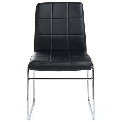 Set Of 2 Black Faux Leather Conference Chairs Chrome Legs