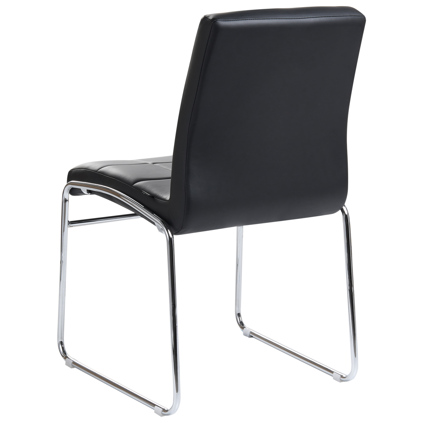 Set Of 2 Black Faux Leather Conference Chairs Chrome Legs