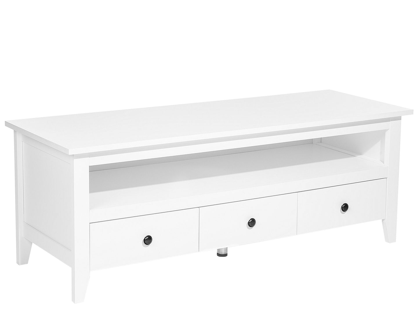White TV Stand 61 Inch Rustic 3 Drawers Cable Management