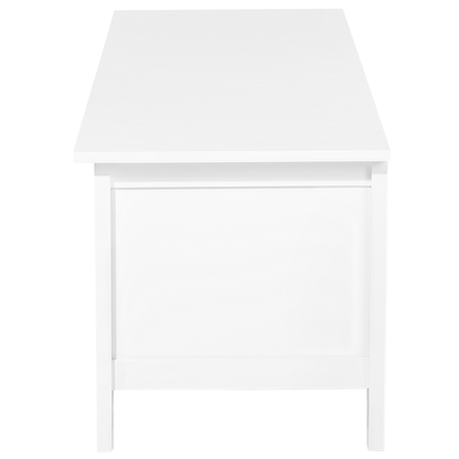 White TV Stand 61 Inch Rustic 3 Drawers Cable Management