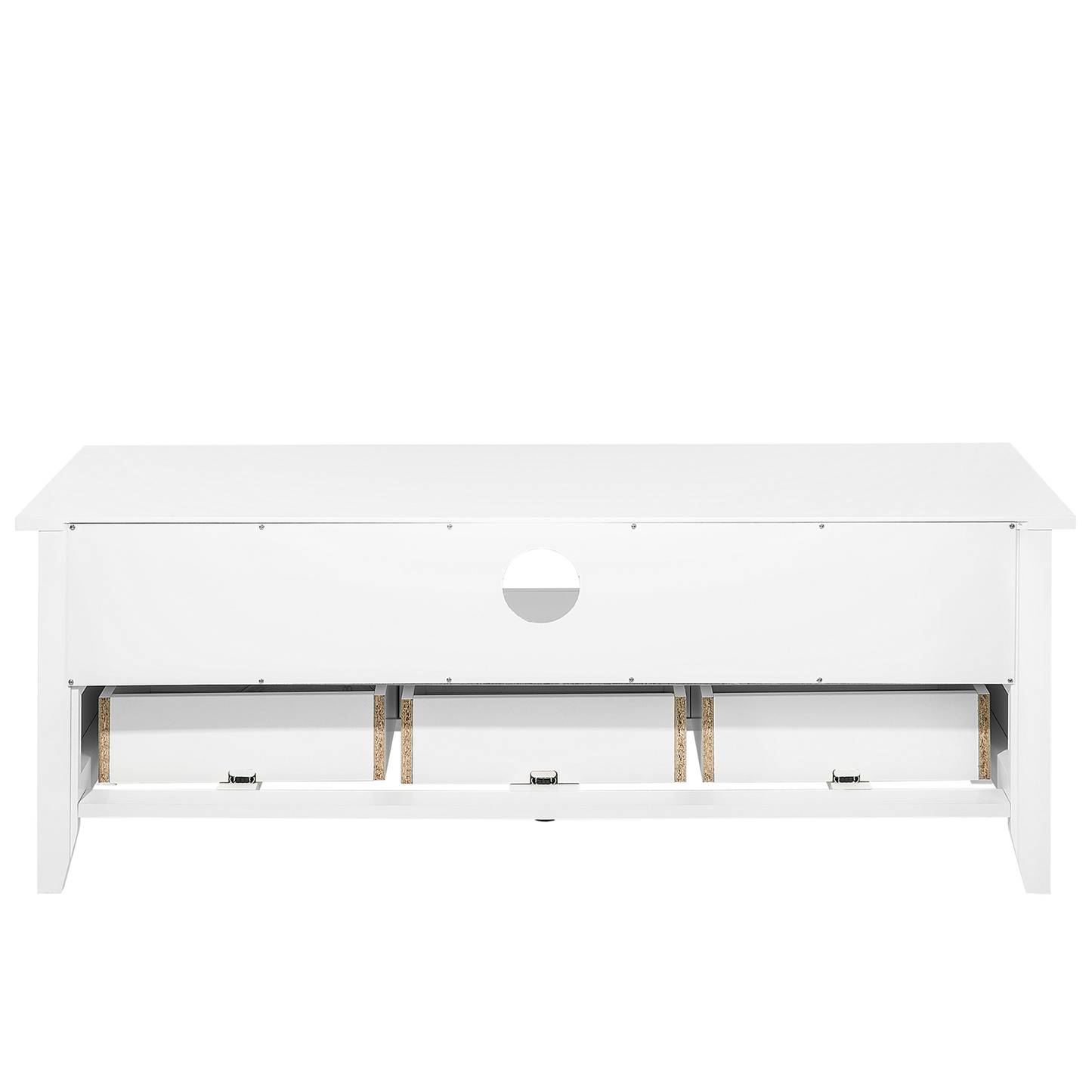 White TV Stand 61 Inch Rustic 3 Drawers Cable Management