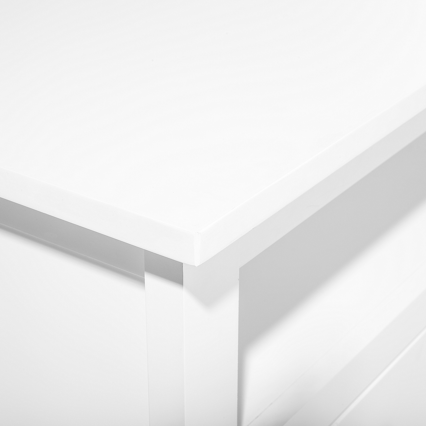White TV Stand 61 Inch Rustic 3 Drawers Cable Management