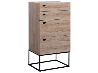 Rustic Chest Of Drawers 4 Tier Light Brown Black Metal Base