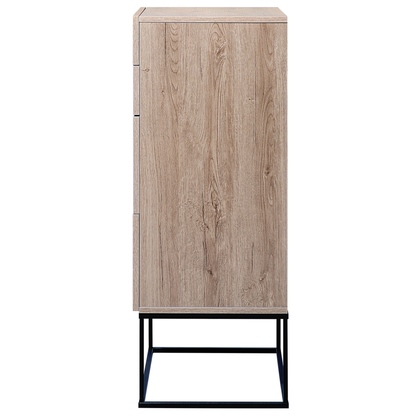 Rustic Chest Of Drawers 4 Tier Light Brown Black Metal Base