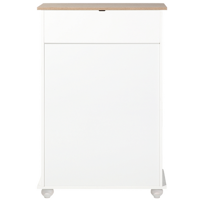 Nordic Living White Chest of Drawers Light Wood Accents 5 Drawers