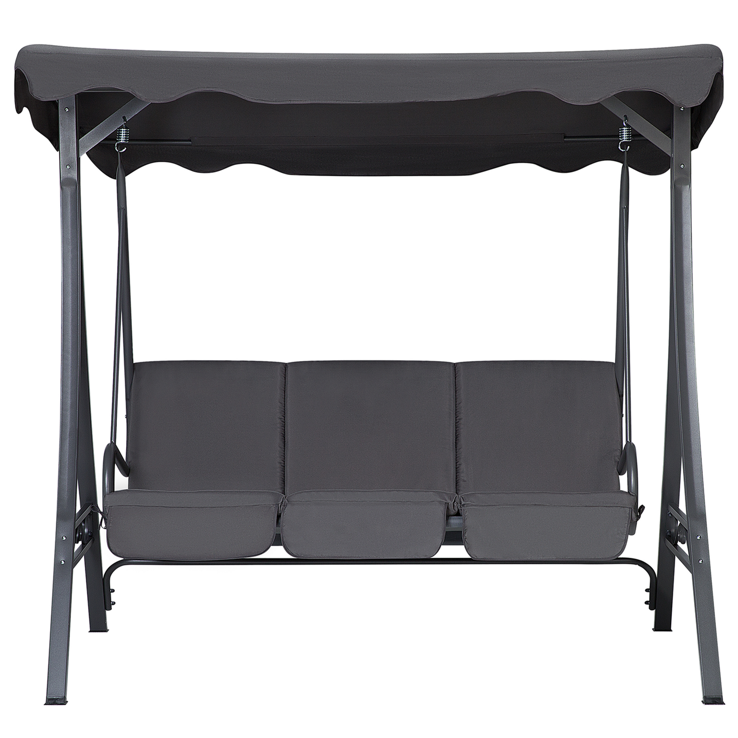 Grey Fabric 3 Seater Patio Swing With Powder Coated Steel Frame For Outdoor Gardens
