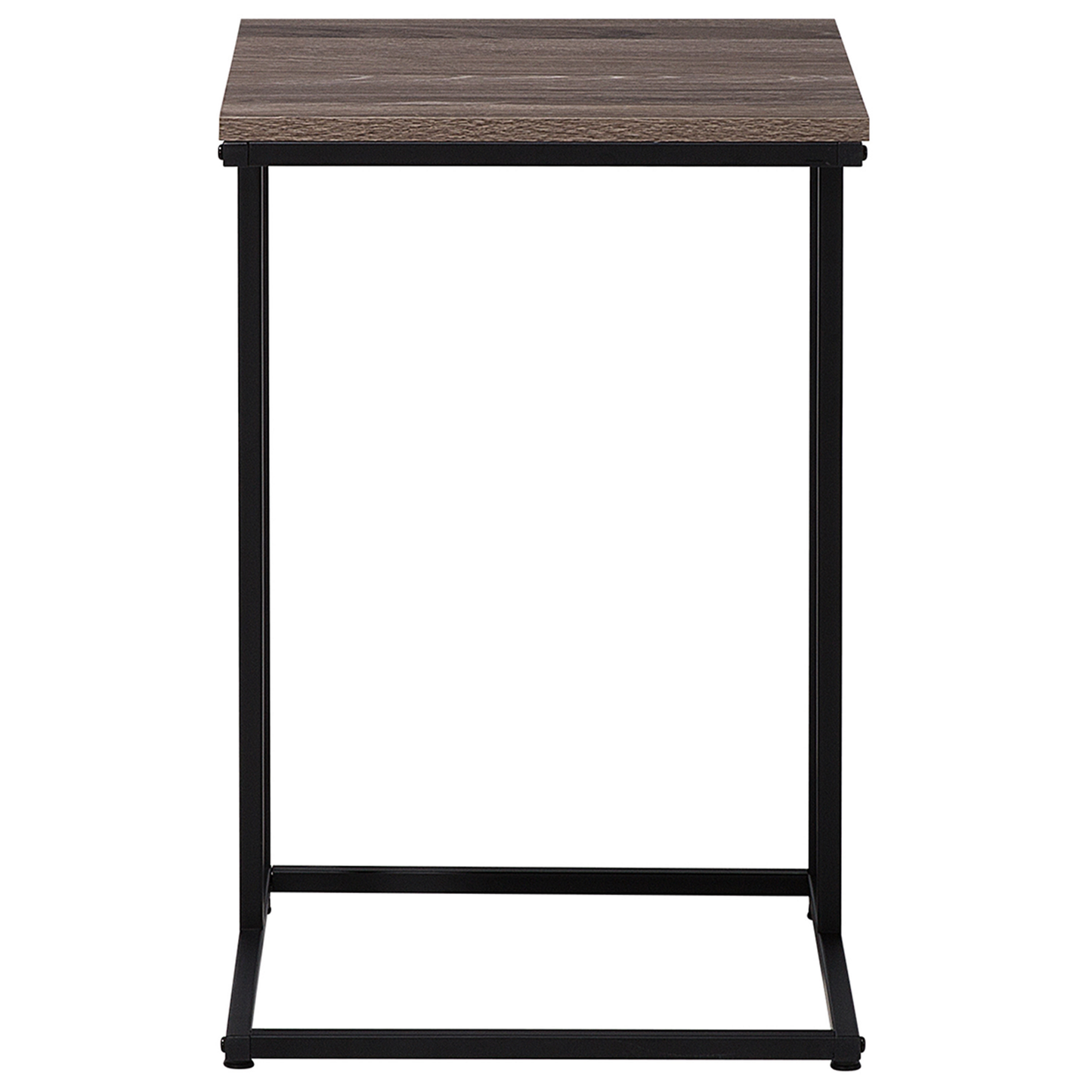 Side Table Taupe Wood U Shape Black Metal Frame 40 x 40cm