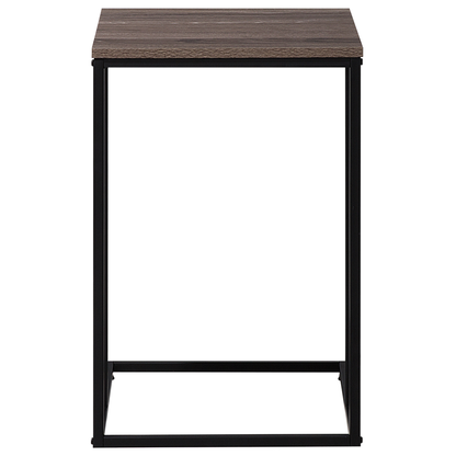 Side Table Taupe Wood U Shape Black Metal Frame 40 x 40cm