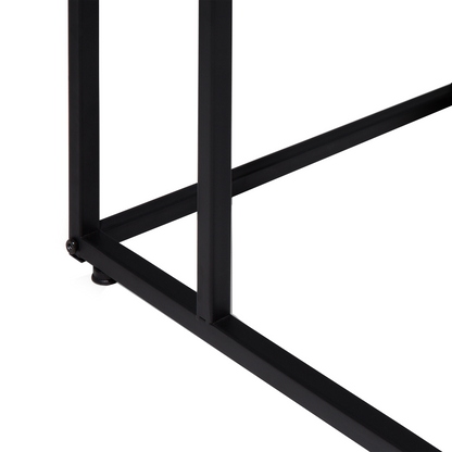 Side Table Taupe Wood U Shape Black Metal Frame 40 x 40cm