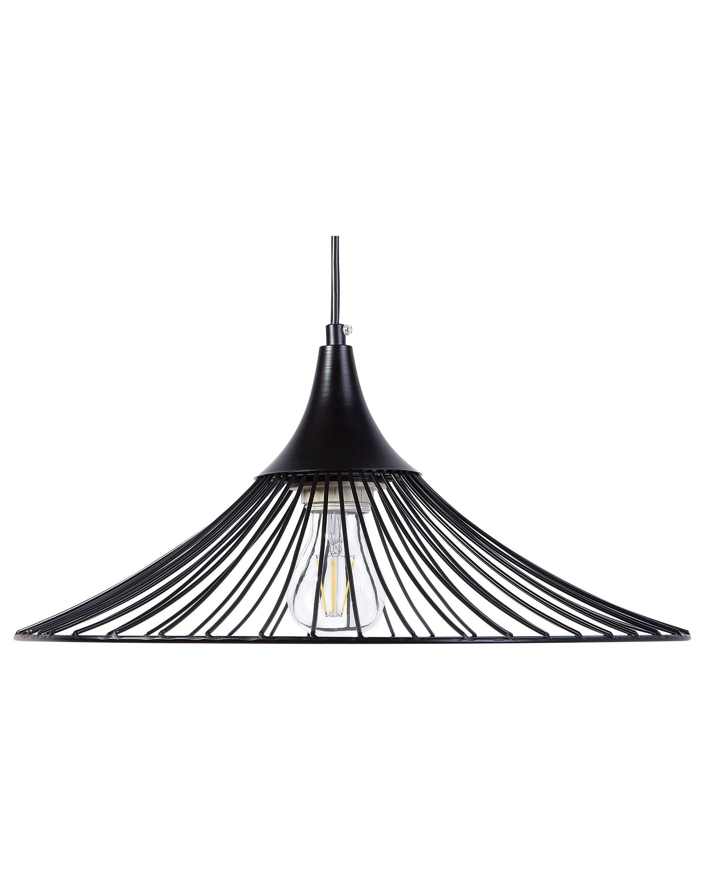 Hanging Light Pendant Lamp Black Wire Open Shade Industrial