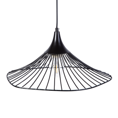 Hanging Light Pendant Lamp Black Wire Open Shade Industrial
