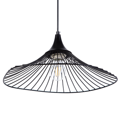 Hanging Light Pendant Lamp Black Wire Open Shade Industrial