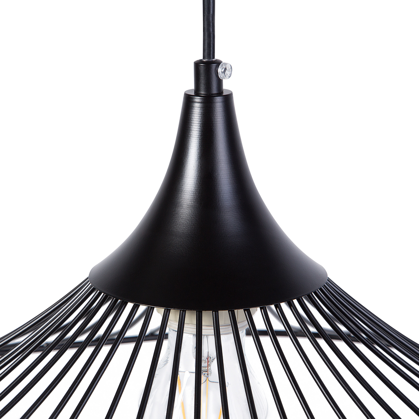 Hanging Light Pendant Lamp Black Wire Open Shade Industrial