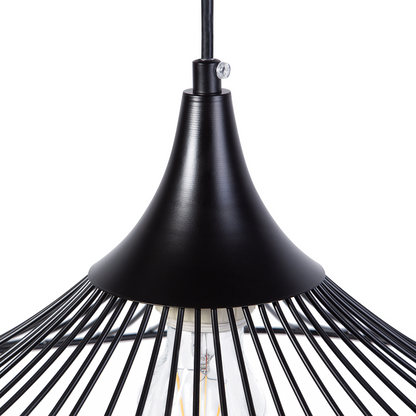 Hanging Light Pendant Lamp Black Wire Open Shade Industrial