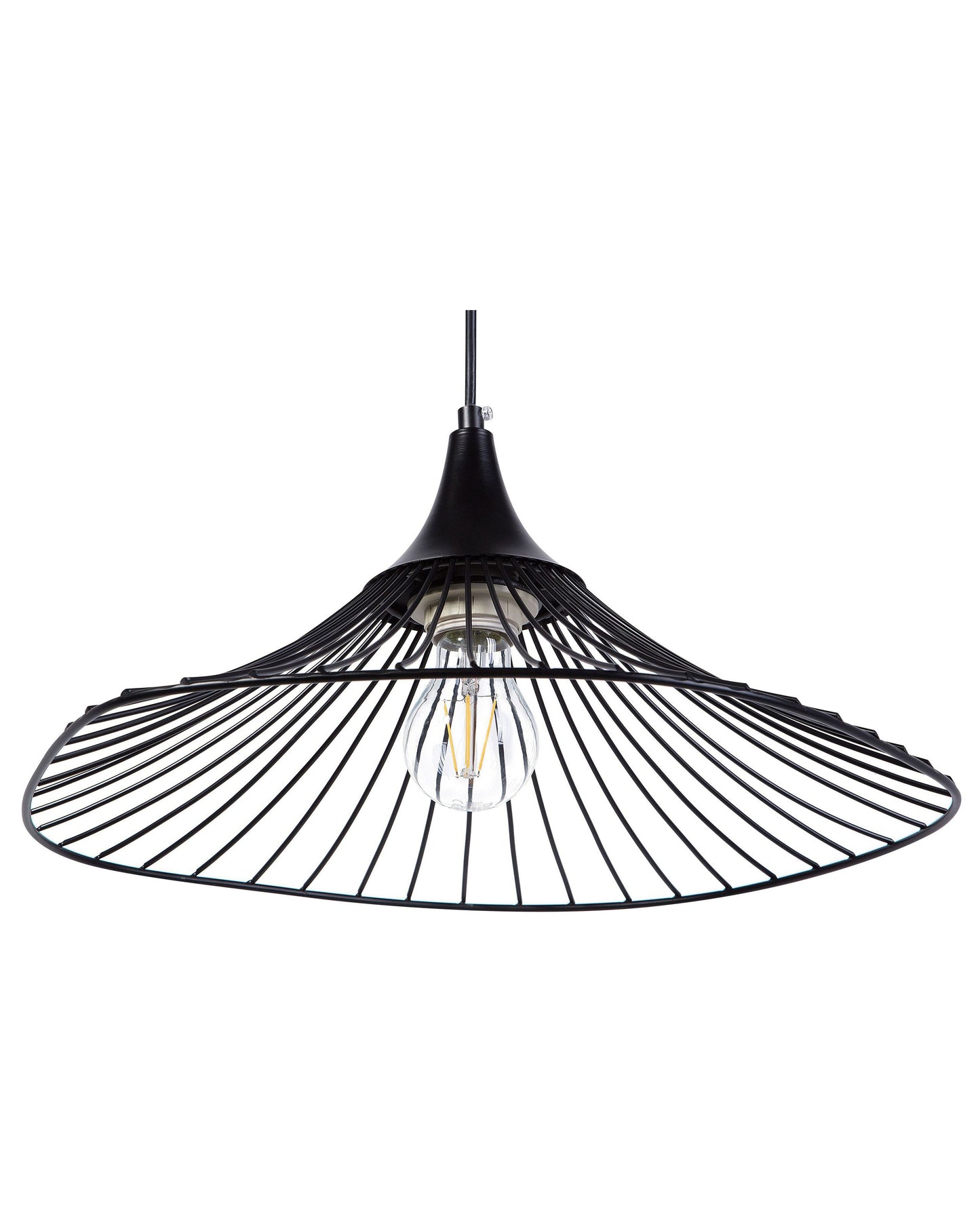 Hanging Light Pendant Black Wire Open Shade Industrial