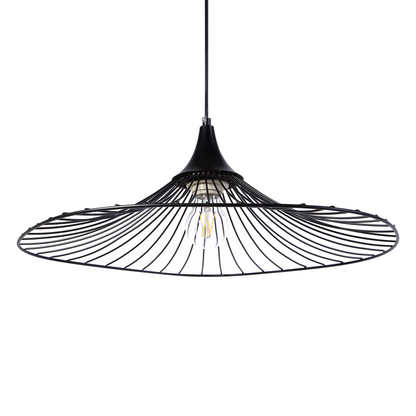 Hanging Light Pendant Black Wire Open Shade Industrial
