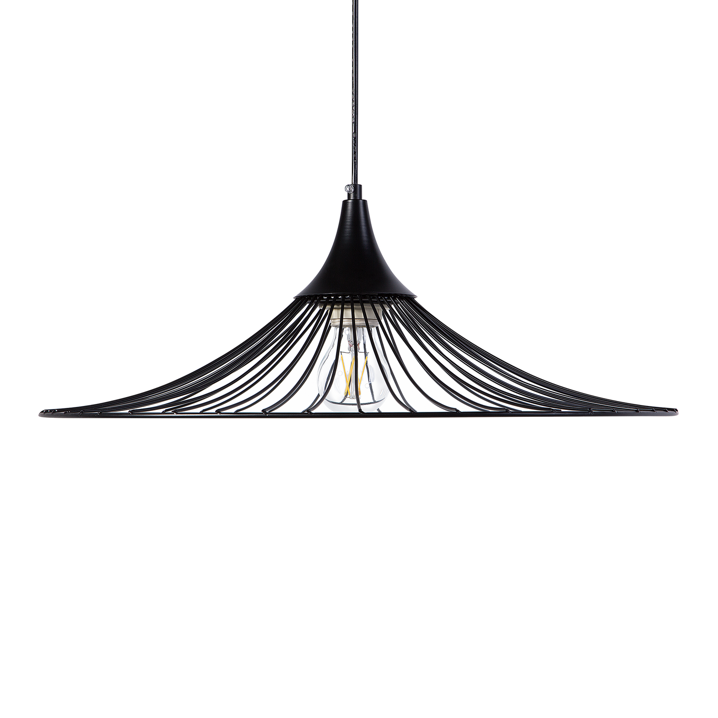 Hanging Light Pendant Black Wire Open Shade Industrial