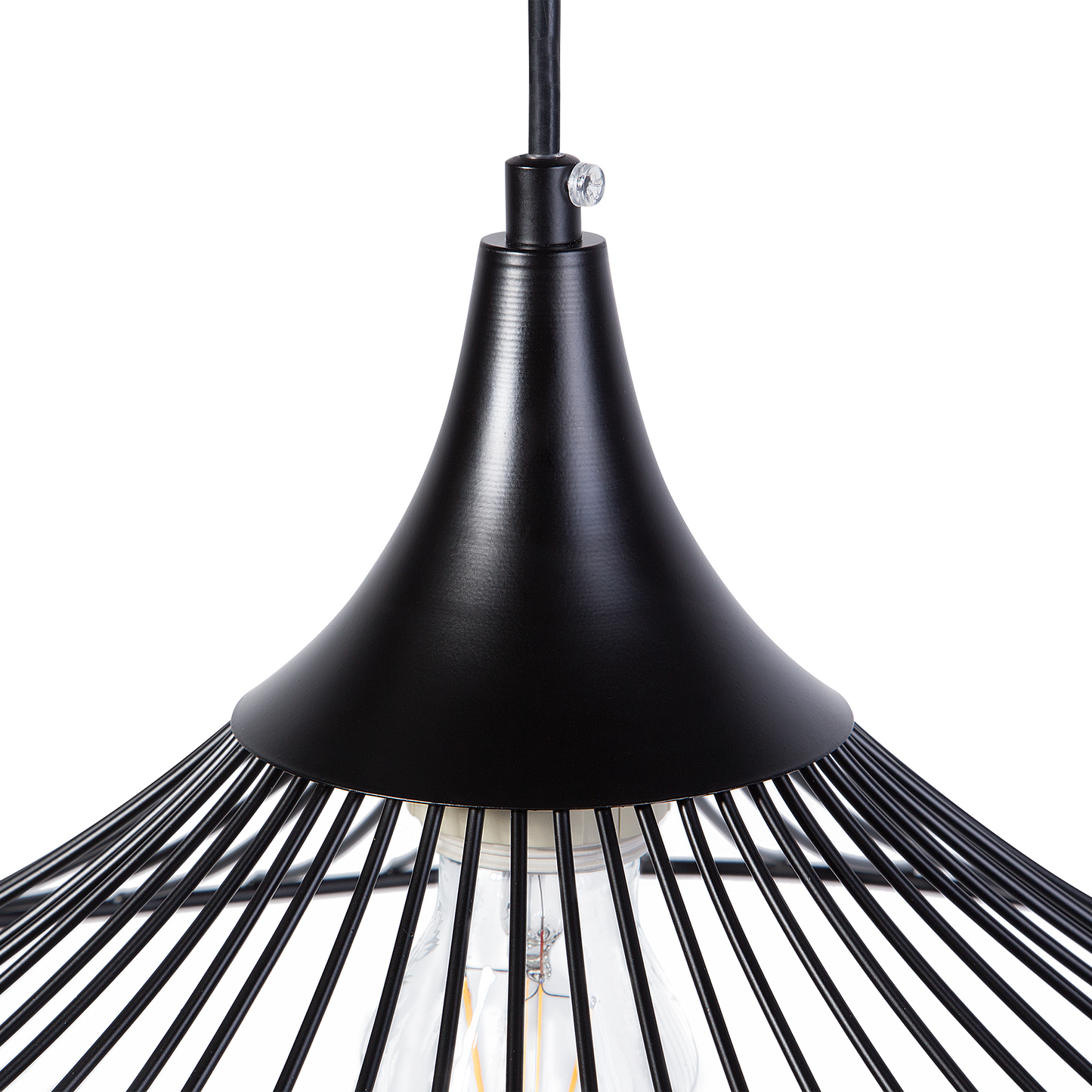 Hanging Light Pendant Black Wire Open Shade Industrial