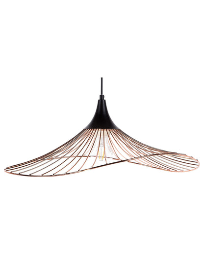 Copper Pendant Lamp With Black Wire Open Shade Industrial
